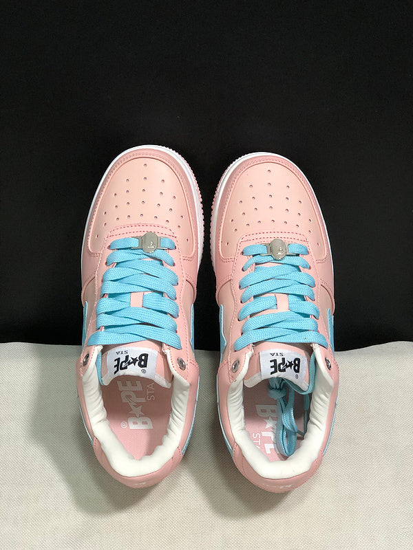BAPE STA Low-Top Sneakers – Blush Pink & Sky Blue
