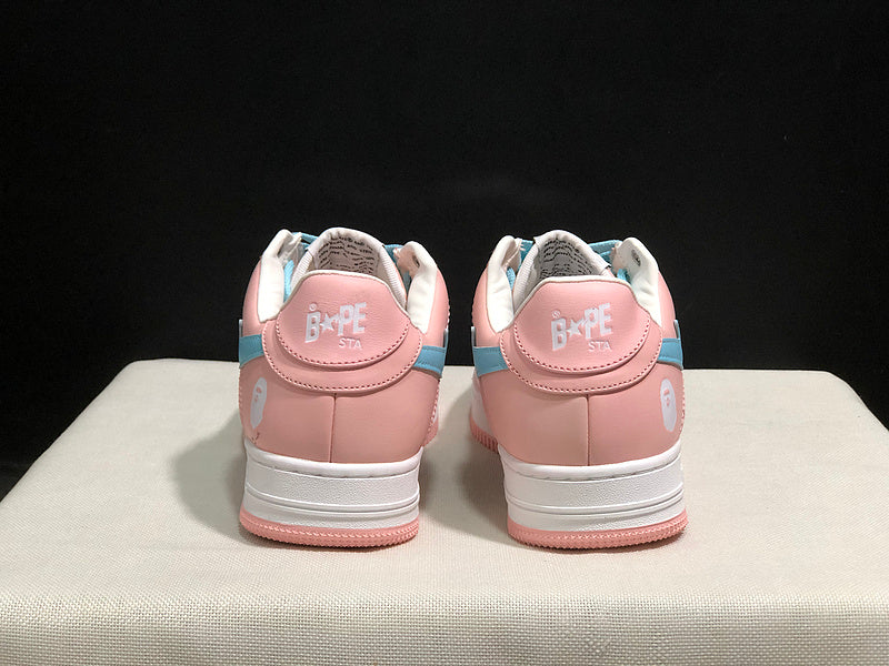 BAPE STA Low-Top Sneakers – Blush Pink & Sky Blue