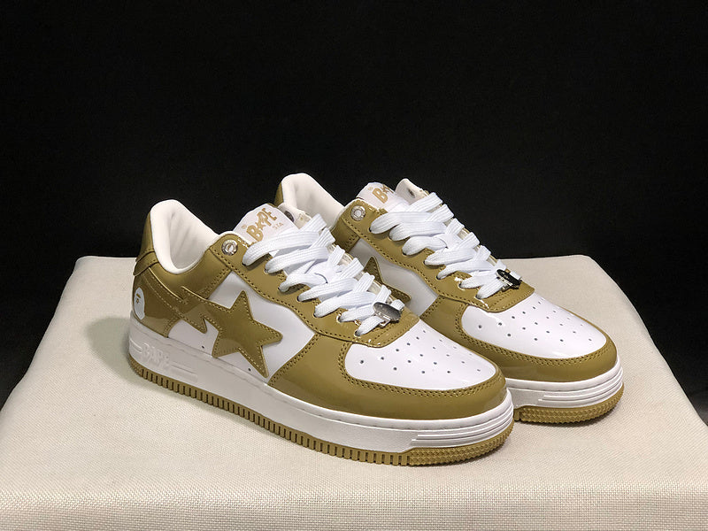 BAPE STA Low-Top Sneakers – Olive & White