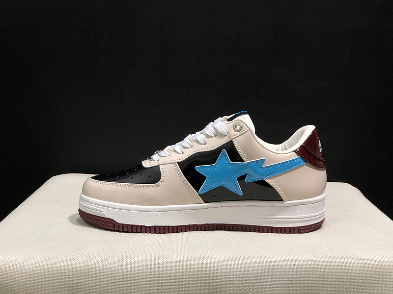 BAPE STA Low-Top Sneakers – Cream, Black & Blue