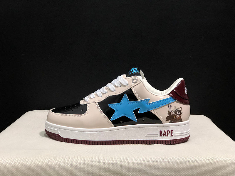 BAPE STA Low-Top Sneakers – Cream, Black & Blue