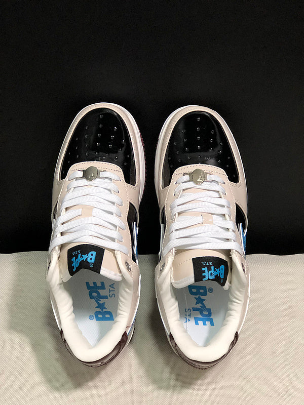 BAPE STA Low-Top Sneakers – Cream, Black & Blue