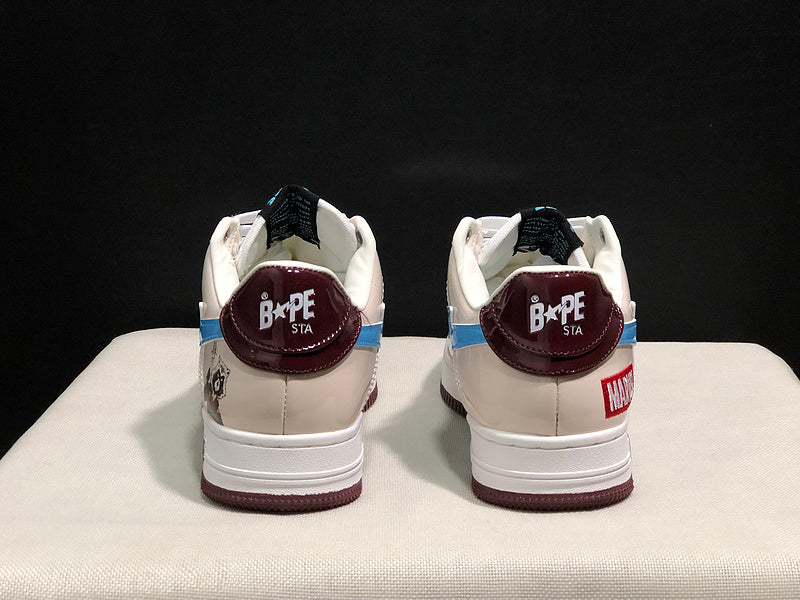 BAPE STA Low-Top Sneakers – Cream, Black & Blue