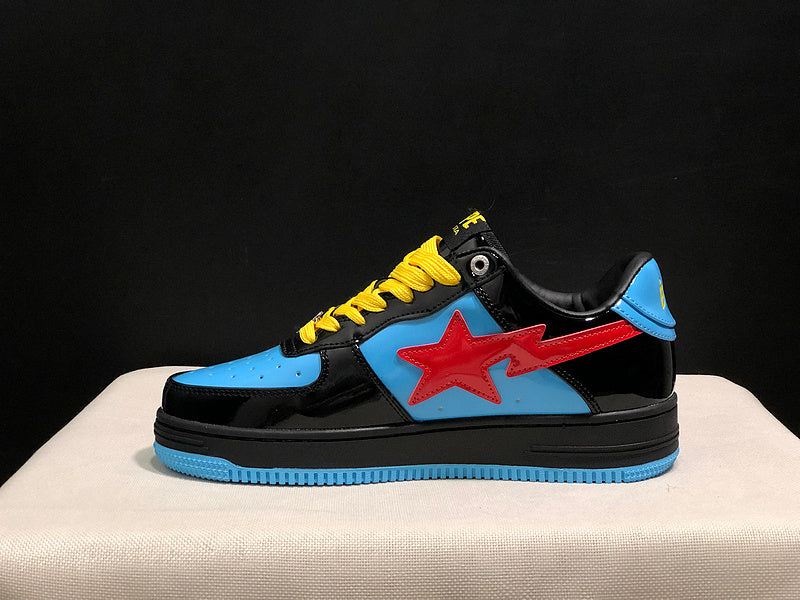 BAPE STA Low-Top Sneakers – Black, Blue & Red