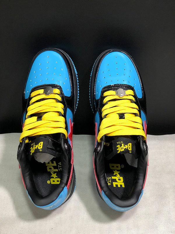 BAPE STA Low-Top Sneakers – Black, Blue & Red