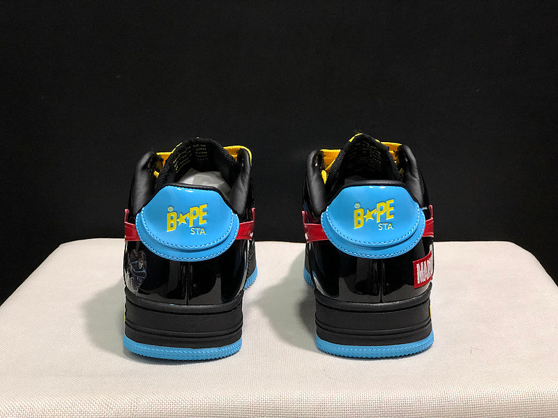 BAPE STA Low-Top Sneakers – Black, Blue & Red