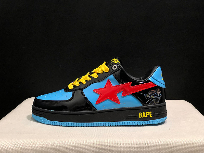 BAPE STA Low-Top Sneakers – Black, Blue & Red