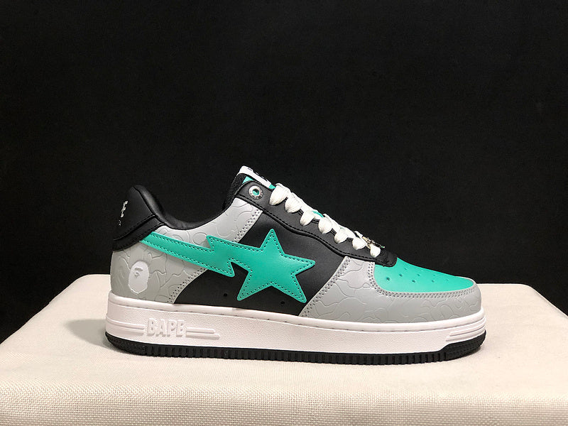 BAPE STA Low-Top Sneakers – Mint Green, Black & Grey