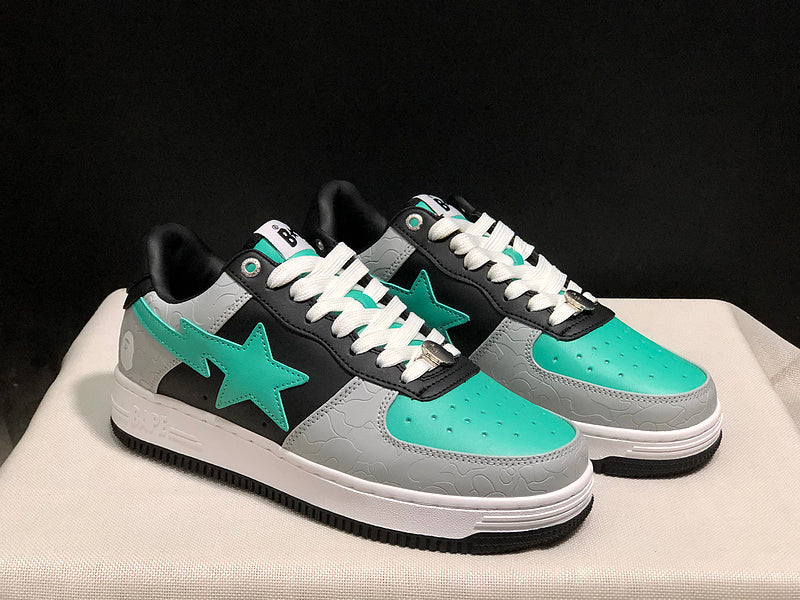 BAPE STA Low-Top Sneakers – Mint Green, Black & Grey