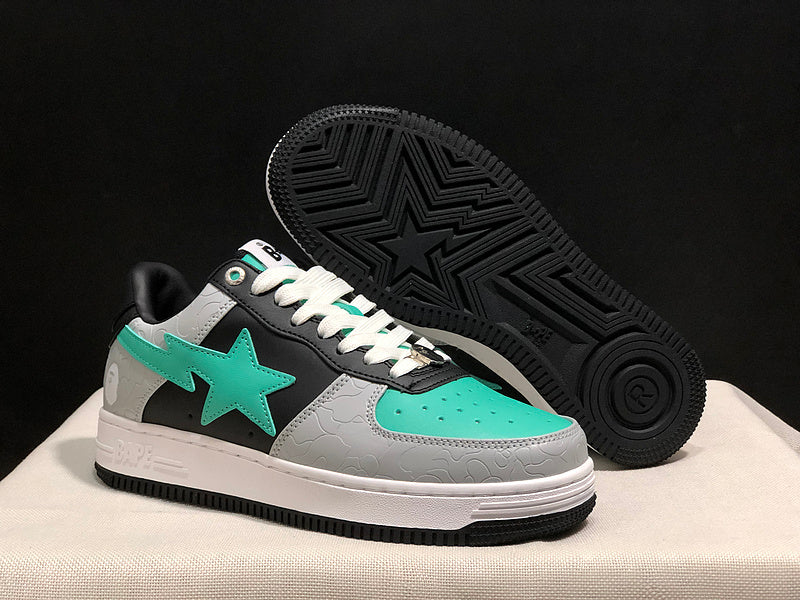 BAPE STA Low-Top Sneakers – Mint Green, Black & Grey