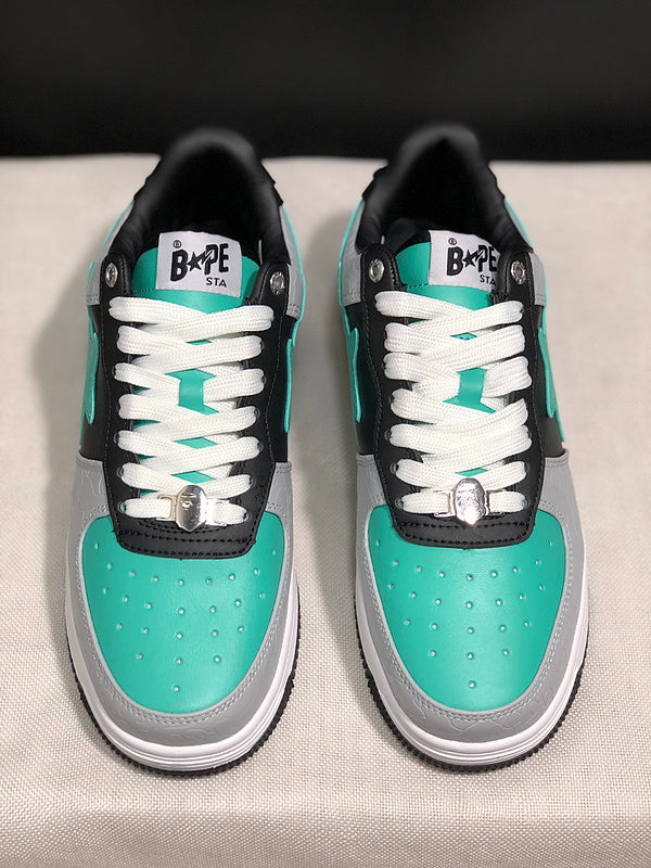 BAPE STA Low-Top Sneakers – Mint Green, Black & Grey