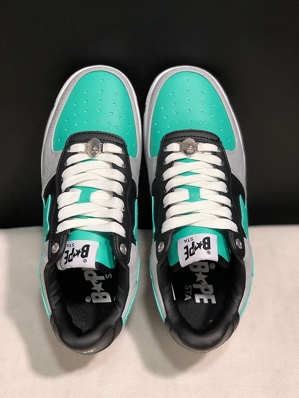 BAPE STA Low-Top Sneakers – Mint Green, Black & Grey