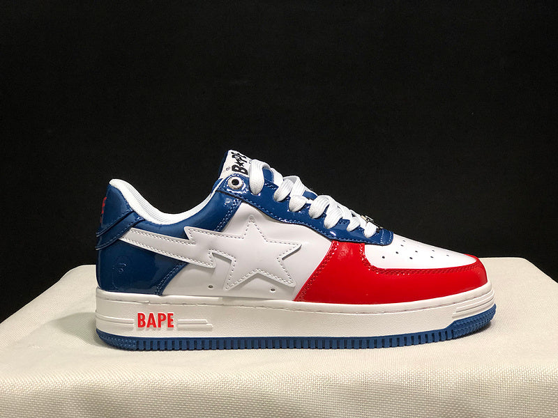 BAPE STA Low-Top Sneakers – Red, White & Navy Blue