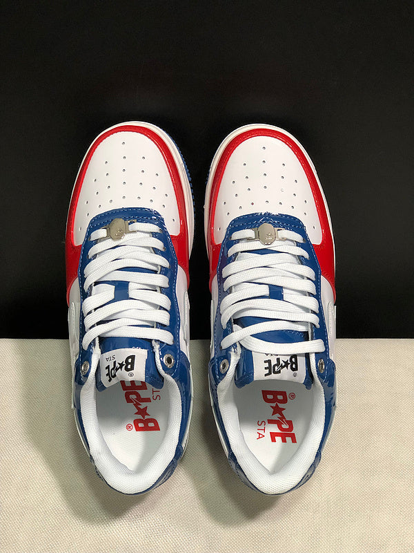 BAPE STA Low-Top Sneakers – Red, White & Navy Blue
