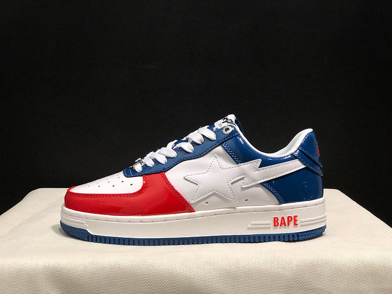 BAPE STA Low-Top Sneakers – Red, White & Navy Blue