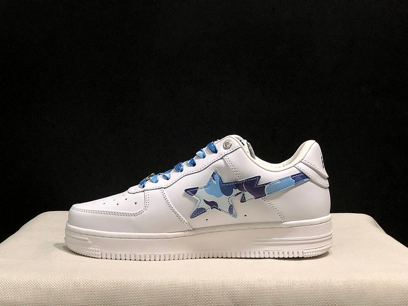 BAPE STA Low-Top Sneakers – White & Blue Camo