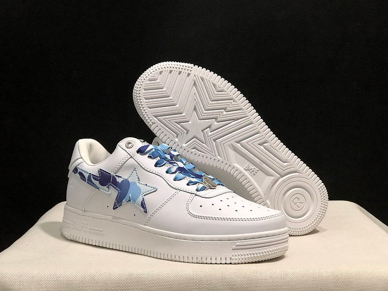 BAPE STA Low-Top Sneakers – White & Blue Camo