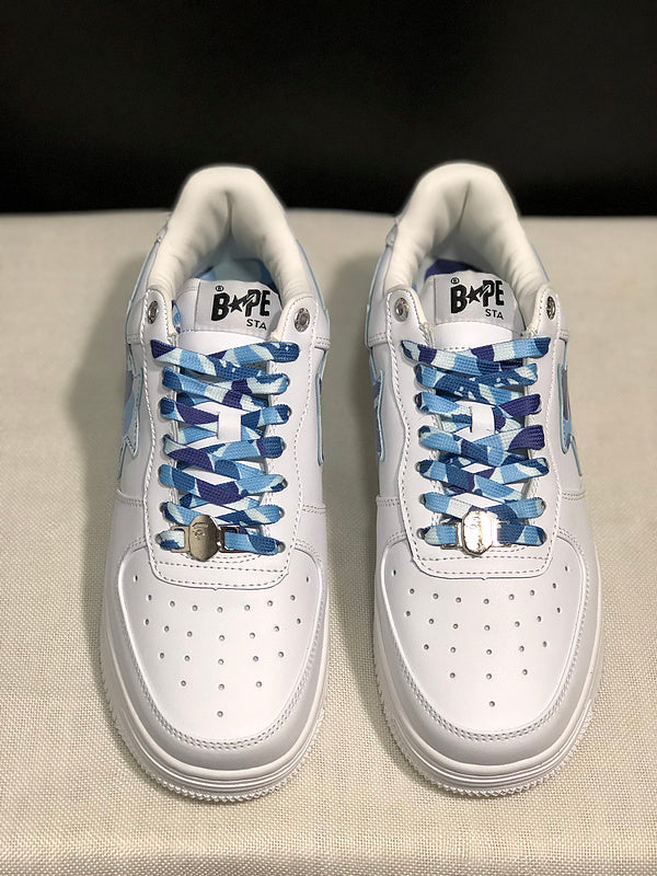 BAPE STA Low-Top Sneakers – White & Blue Camo