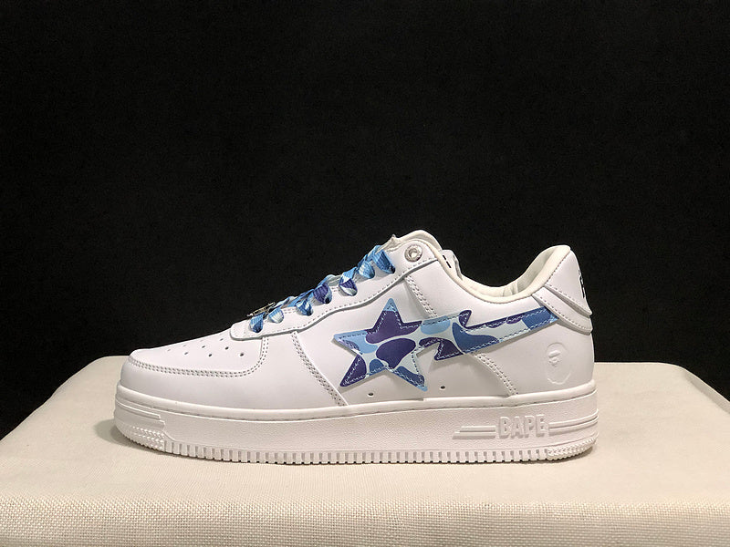 BAPE STA Low-Top Sneakers – White & Blue Camo