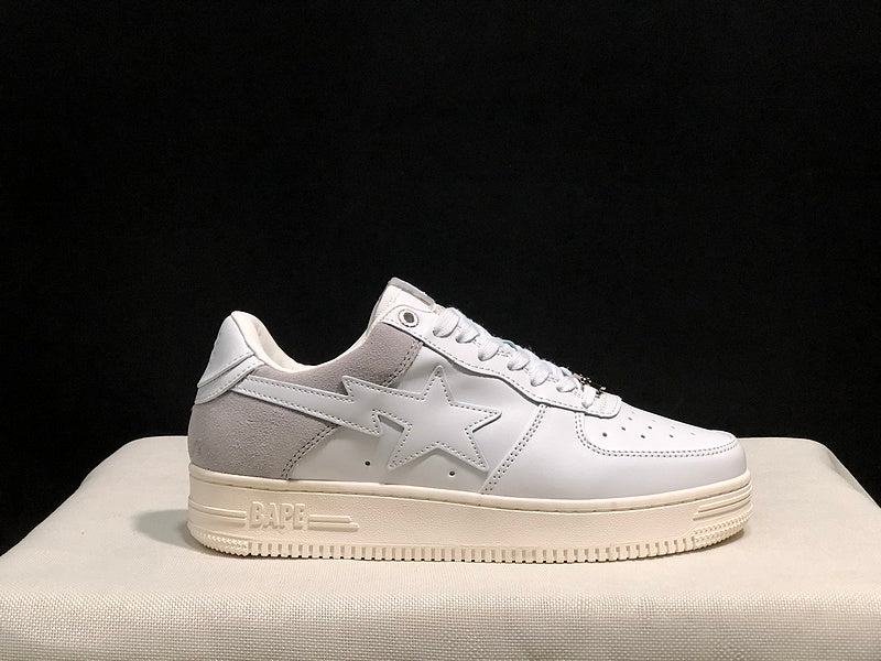 BAPE STA Low-Top Sneakers – White, Light Grey & Cream