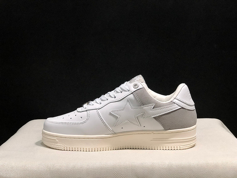BAPE STA Low-Top Sneakers – White, Light Grey & Cream