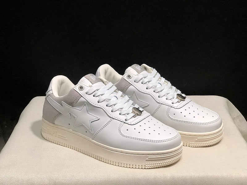 BAPE STA Low-Top Sneakers – White, Light Grey & Cream