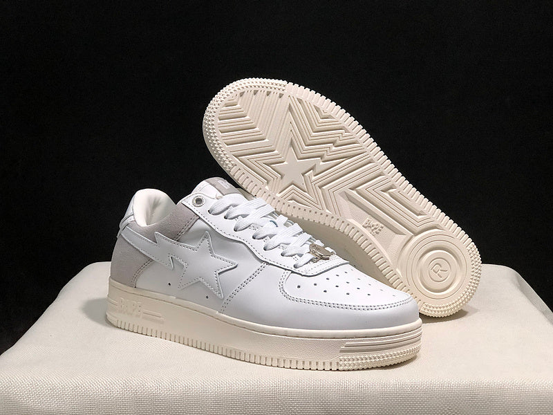 BAPE STA Low-Top Sneakers – White, Light Grey & Cream