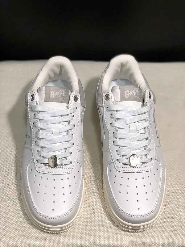 BAPE STA Low-Top Sneakers – White, Light Grey & Cream