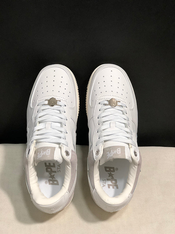 BAPE STA Low-Top Sneakers – White, Light Grey & Cream