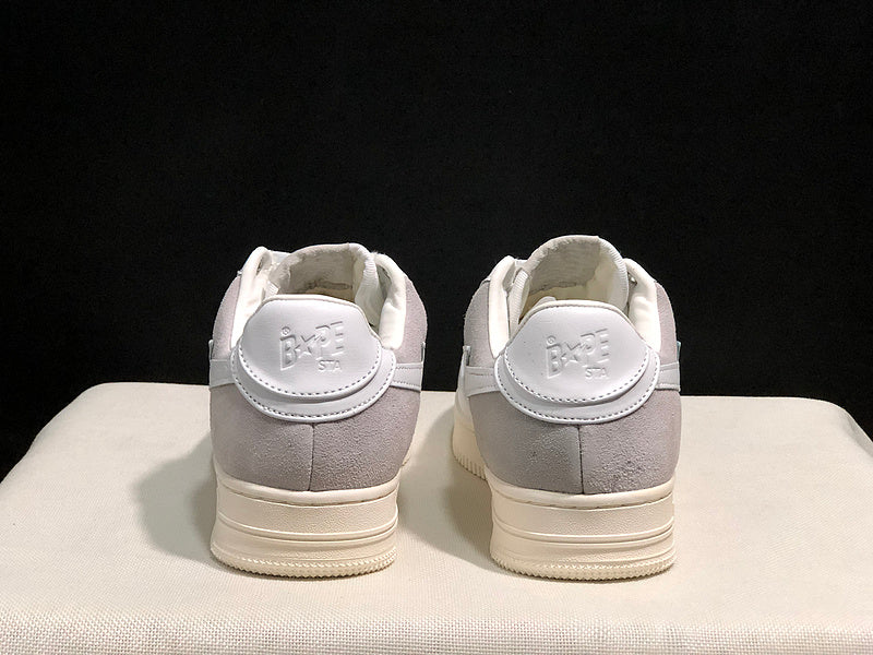 BAPE STA Low-Top Sneakers – White, Light Grey & Cream