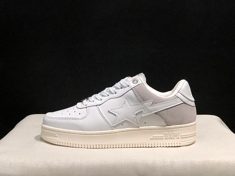 BAPE STA Low-Top Sneakers – White, Light Grey & Cream