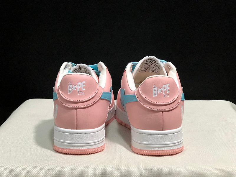 BAPE STA Low-Top Sneakers – Blush Pink, Sky Blue & White