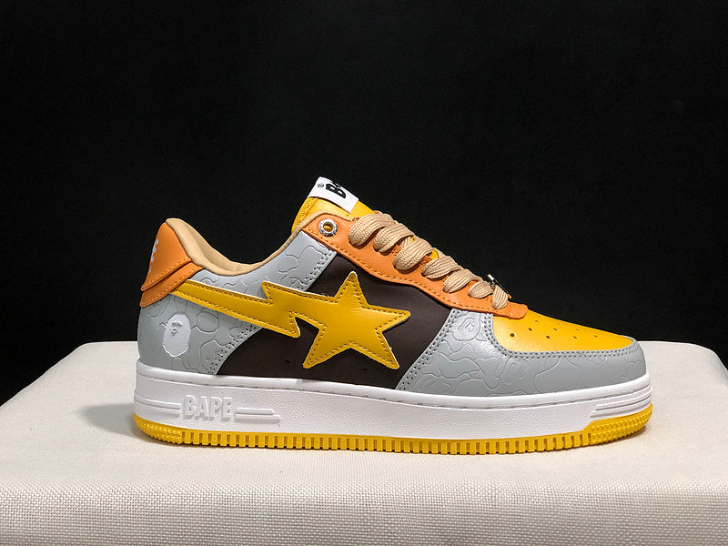BAPE STA Low-Top Sneakers – Yellow, Grey, Black & Orange