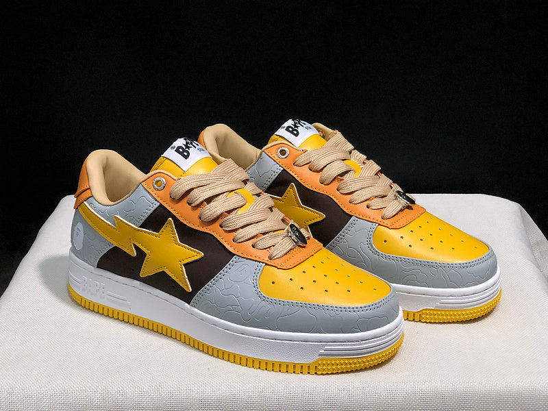 BAPE STA Low-Top Sneakers – Yellow, Grey, Black & Orange