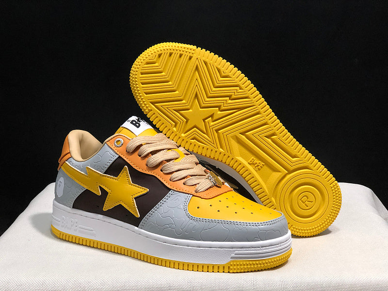 BAPE STA Low-Top Sneakers – Yellow, Grey, Black & Orange