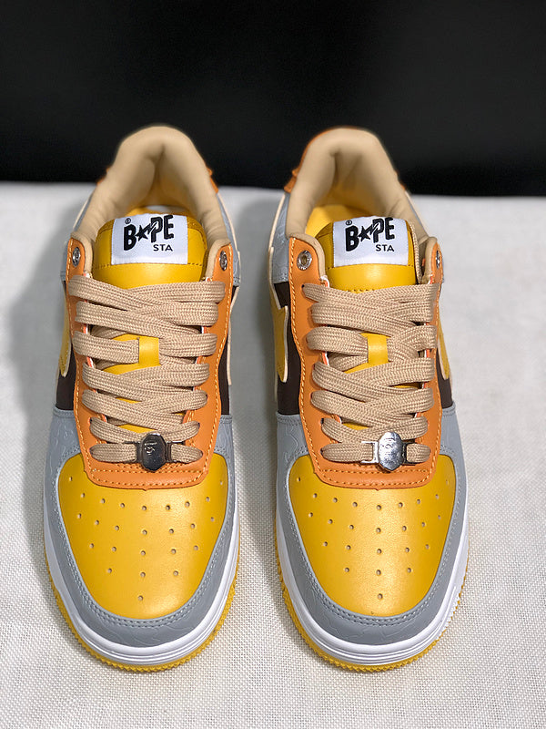 BAPE STA Low-Top Sneakers – Yellow, Grey, Black & Orange