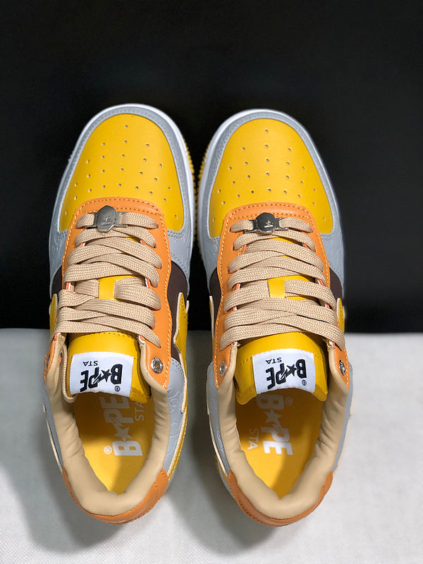 BAPE STA Low-Top Sneakers – Yellow, Grey, Black & Orange
