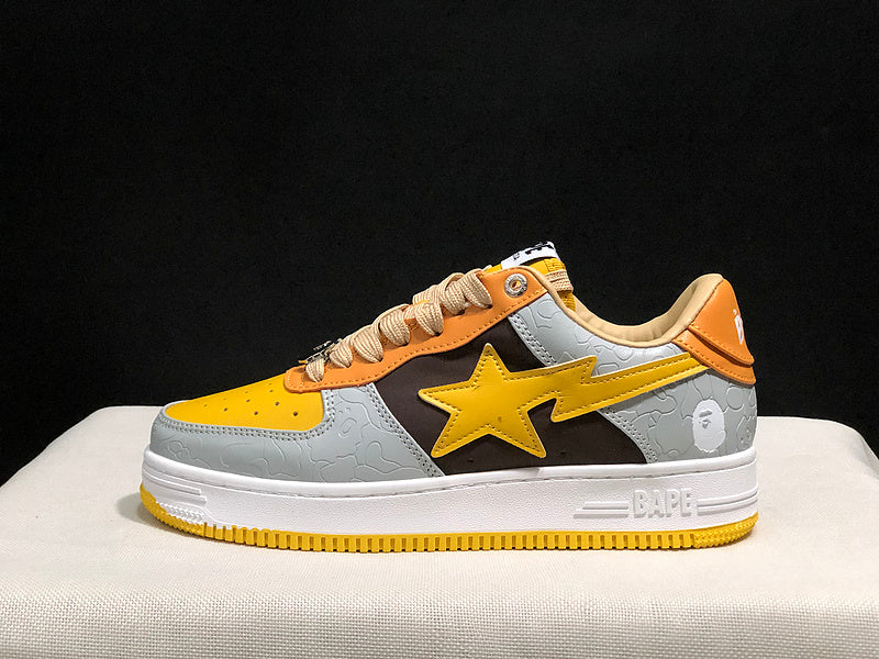 BAPE STA Low-Top Sneakers – Yellow, Grey, Black & Orange