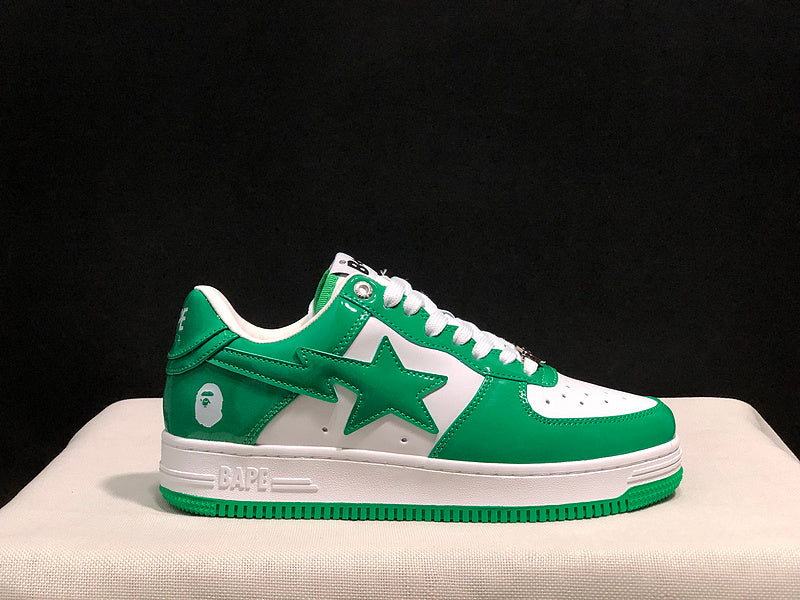 BAPE STA Low-Top Sneakers – Green & White