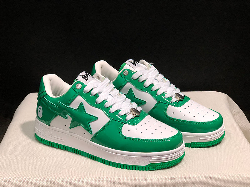 BAPE STA Low-Top Sneakers – Green & White