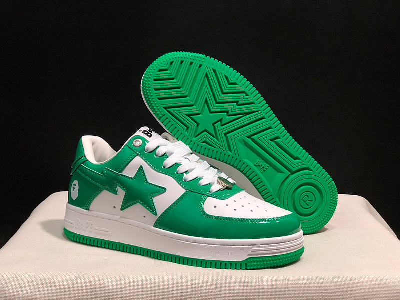 BAPE STA Low-Top Sneakers – Green & White